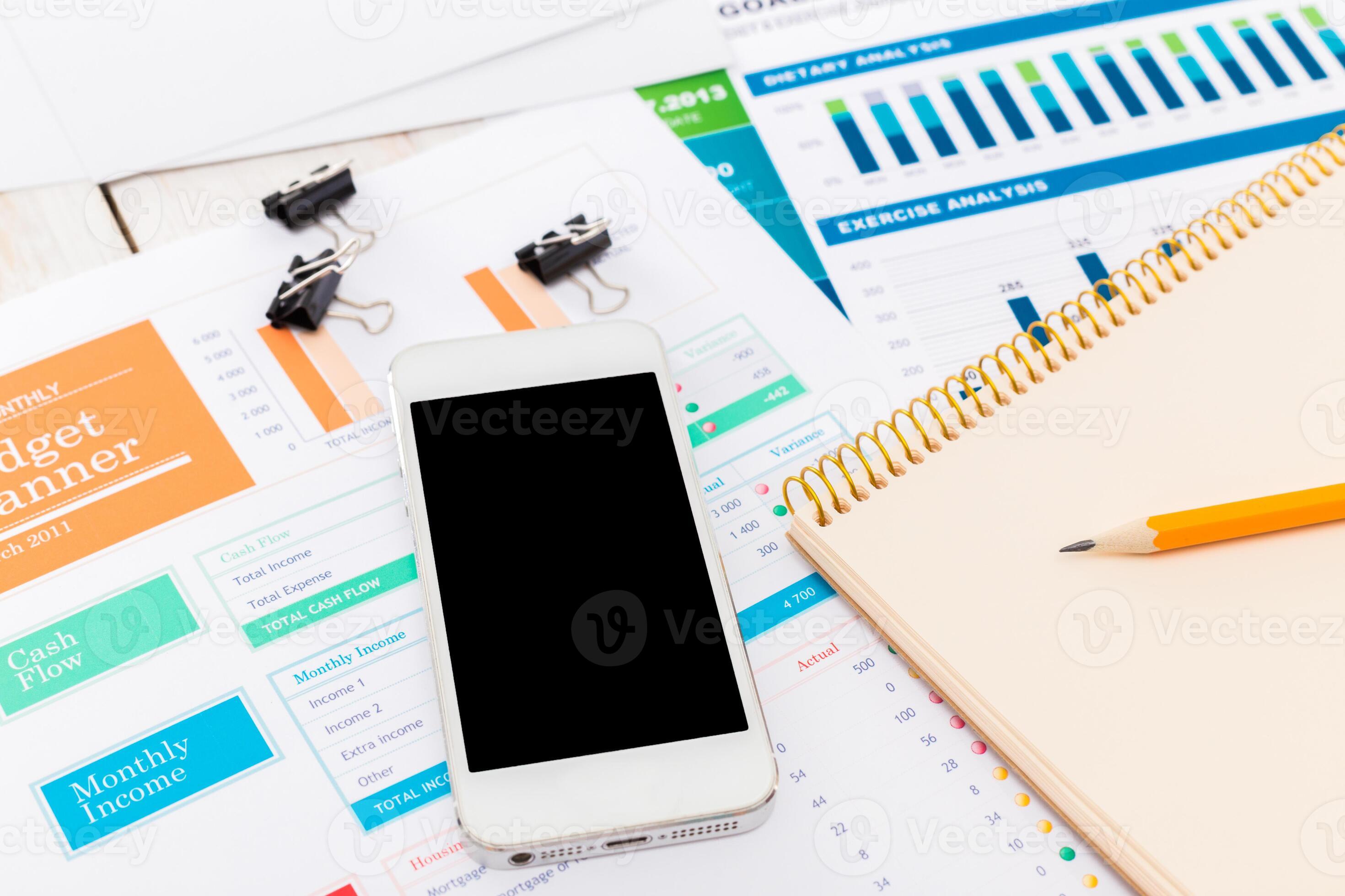 Budget planning workspace with financial documents